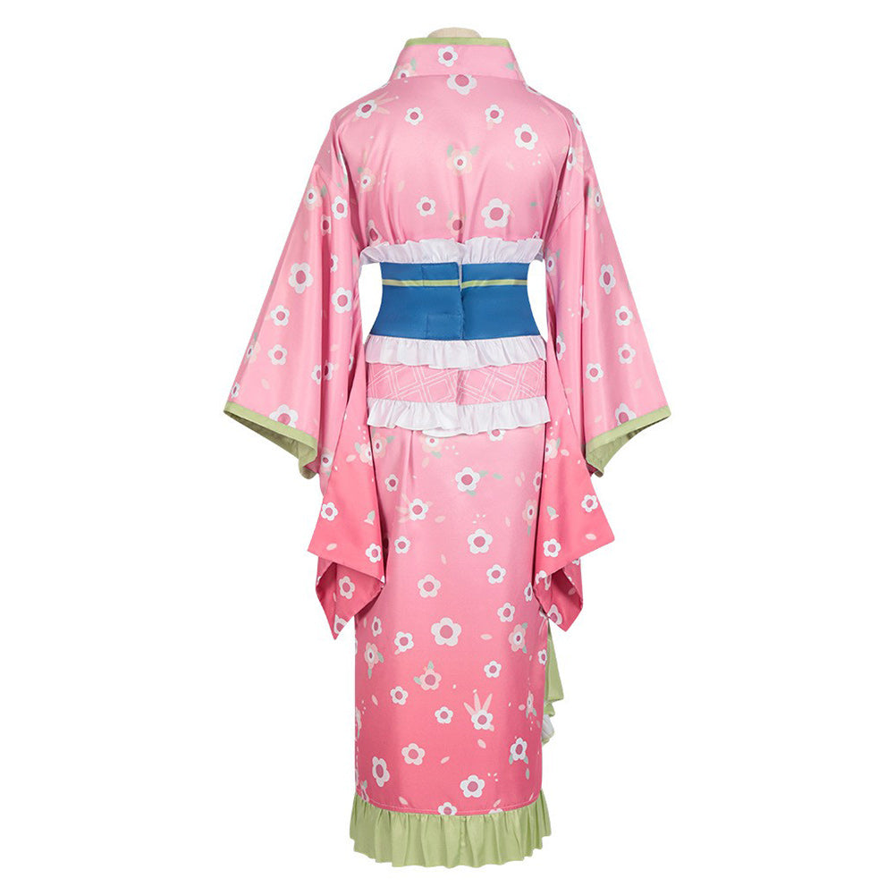 Kanroji Mitsuri Women Pink Kimono Party Halloween Cosplay Costume