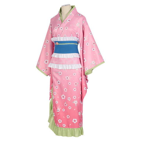 Kanroji Mitsuri Women Pink Kimono Party Halloween Cosplay Costume