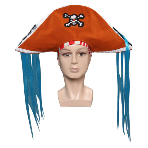 Anime One Piece Buggy Orange Pirate Hat Headgear Party Carnival Halloween Cosplay Accessories