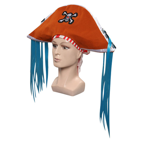 SeeCosplay One Piece Buggy Orange Pirate Hat Headgear Party Carnival Halloween Cosplay Accessories