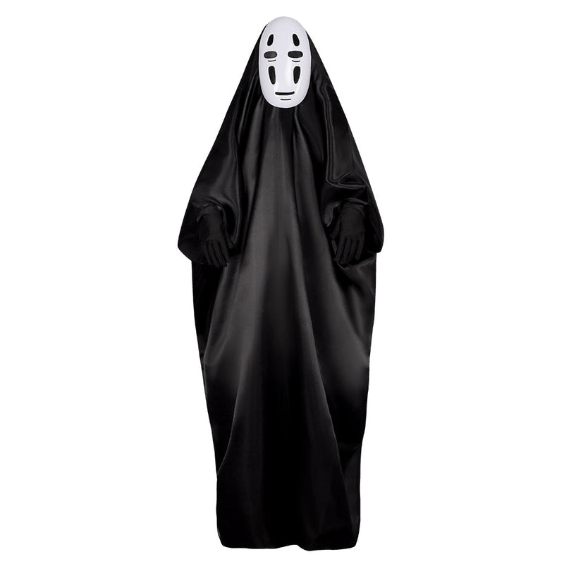 Anime Spirited Away:Costume No Face Men Black Cloak Tailcoat Party Carnival Halloween Cosplay Costume