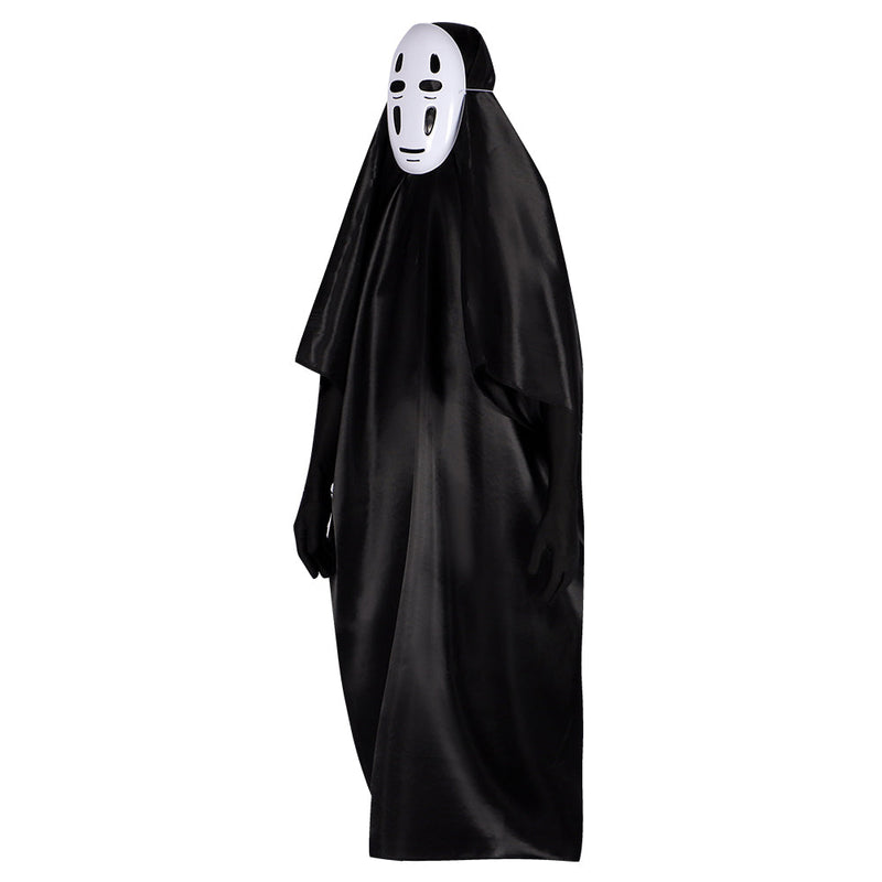 Anime Spirited Away:Costume No Face Men Black Cloak Tailcoat Party Carnival Halloween Cosplay Costume