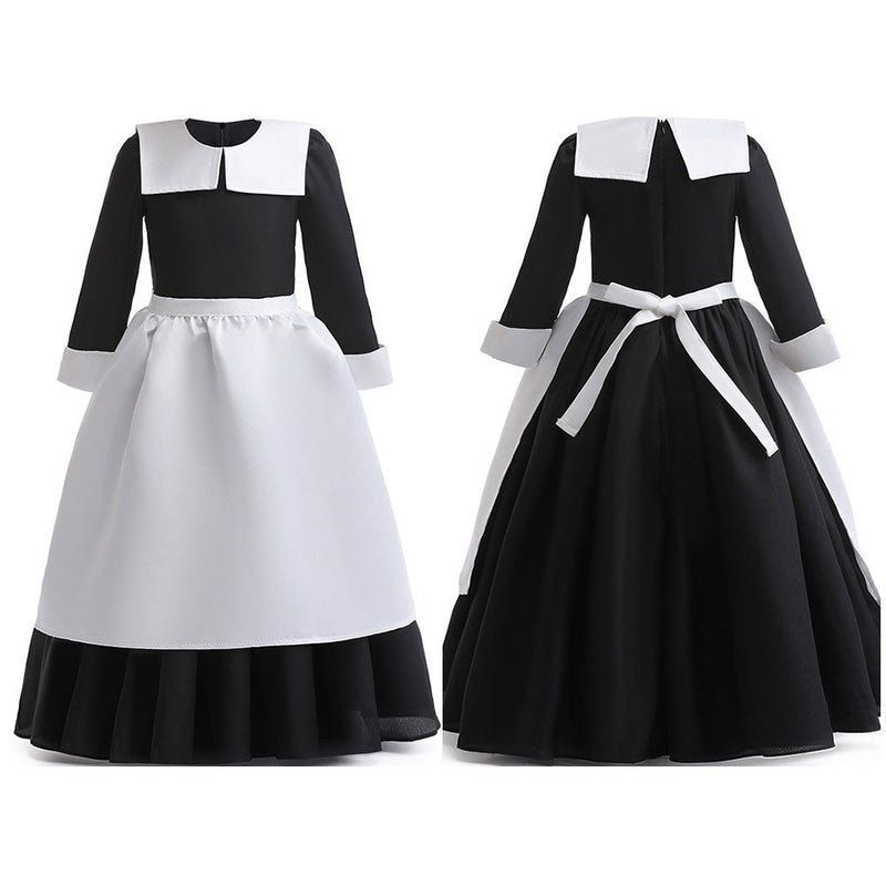 Wednesday Addams:Kid Maid Dress Cosplay Costume Outfits Halloween Carnival Party Suit