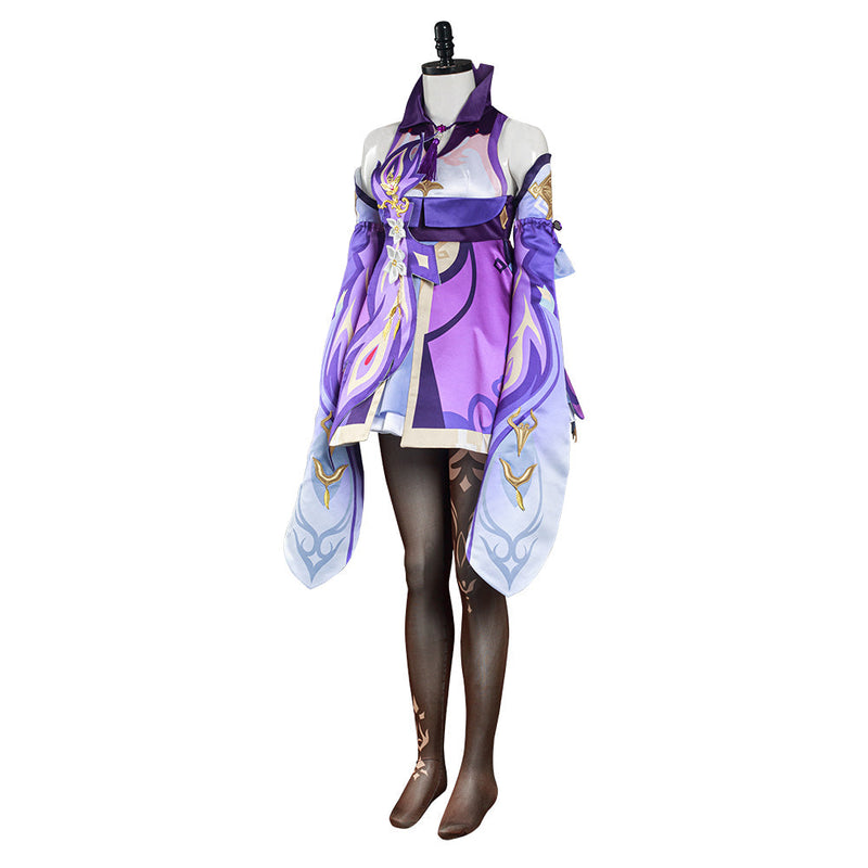 SeeCosplay Game Genshin Impact Keqing Dress Costume Outfits for Halloween Carnival Suit Cosplay Costume