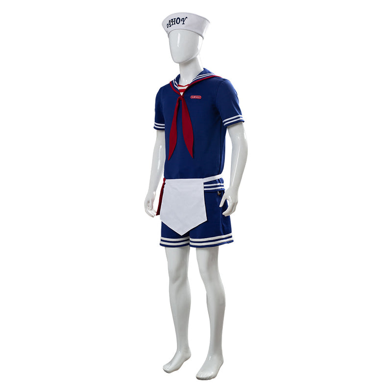 Stranger Things:Costume 3 Scoops Ahoy Steve Harrington Robin Cosplay Costume Adult and Child