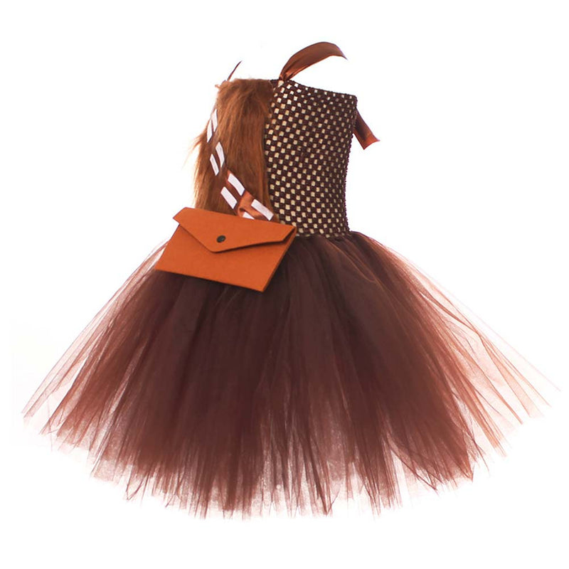 [All Sizes In Stock] Chewbacca Kids Brown Tutu Dress Girl Carnival Halloween Costume