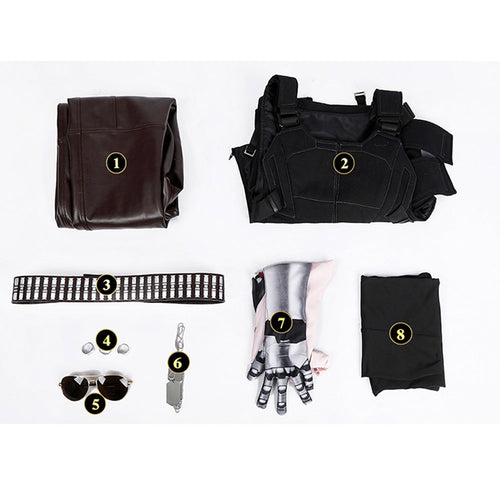 Cyberpunk 2077: Costume Johnny Silverhand Black Outfit Halloween Party Cosplay Costume