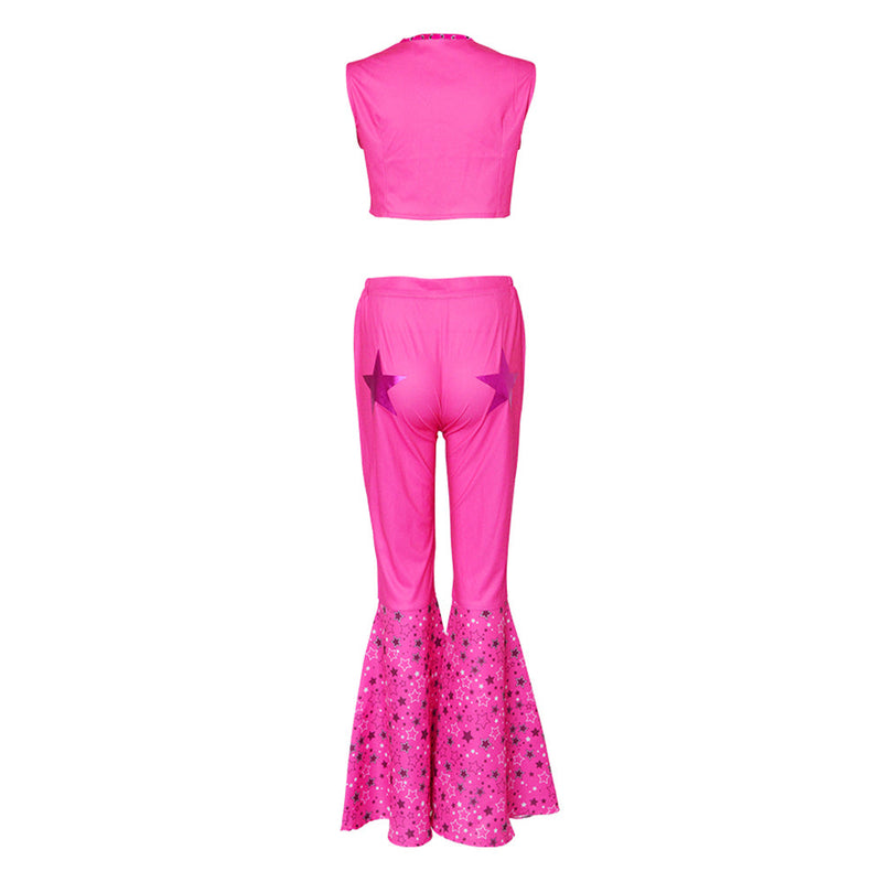 SeeCosplay 2023 BarB Pink Style Movie Margot Robbie Pink Flared Pants Set Outfits Halloween Carnival Suit Cosplay Costume BarBStyle