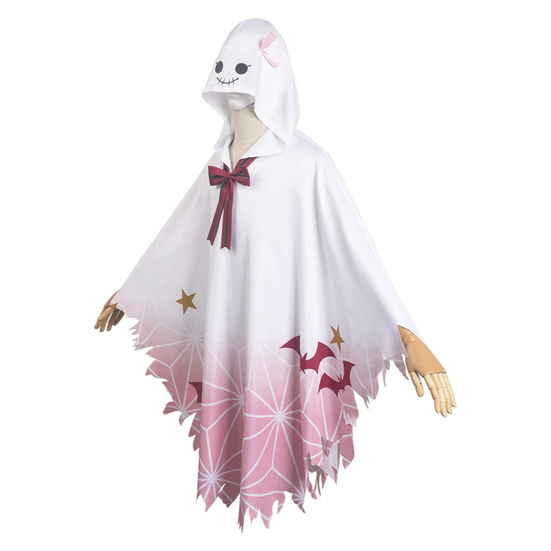 Kamado Nezuko White Unisex Ghost Hooded Cloak Party Carnival Halloween Cosplay Costume Accessories