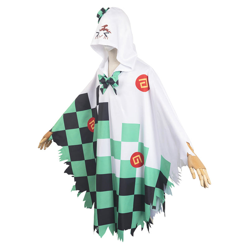 Kamado Tanjirou Ghost Unisex Green Hooded Cape Party Carnival Halloween Cosplay Costume