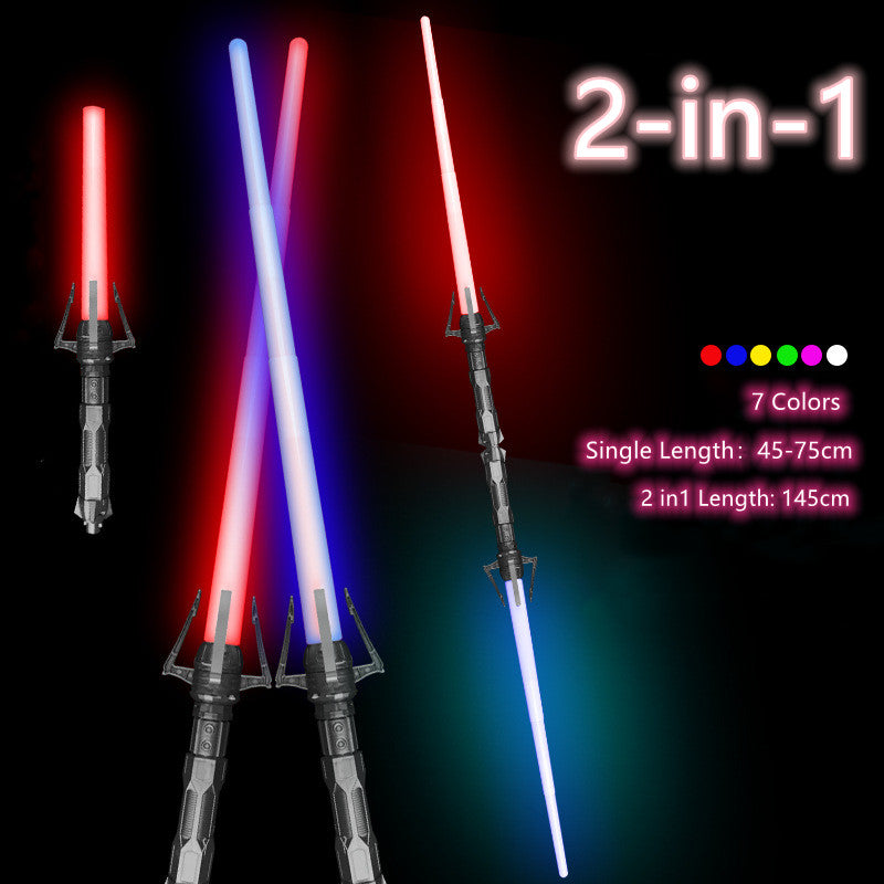 Lichtschwerter (2 Sets) 7 Farben Stretch 2-in-1 LED Laser Spielzeug Halloween Cosplay Zubehör