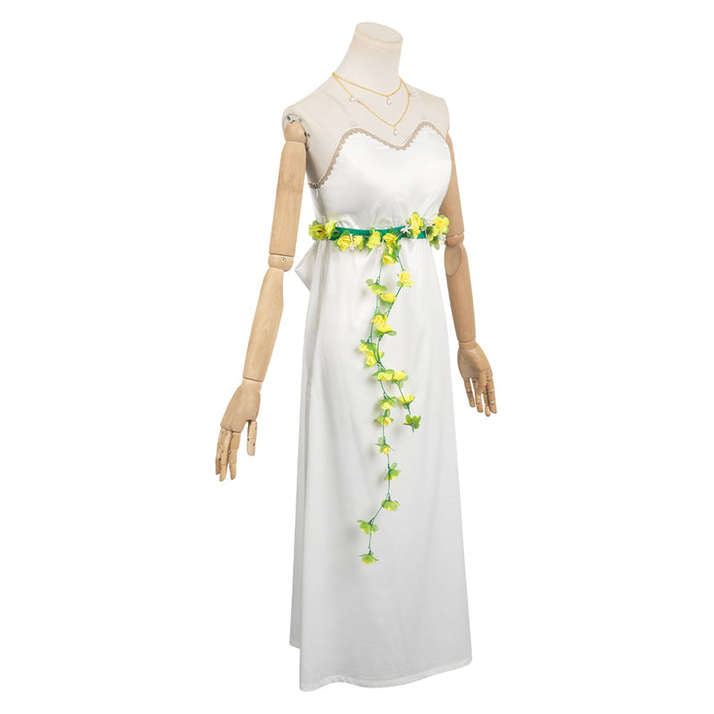 Final Fantasy: Costume Aerith Gainsborough Women White Dress Carnival Halloween Costume Female