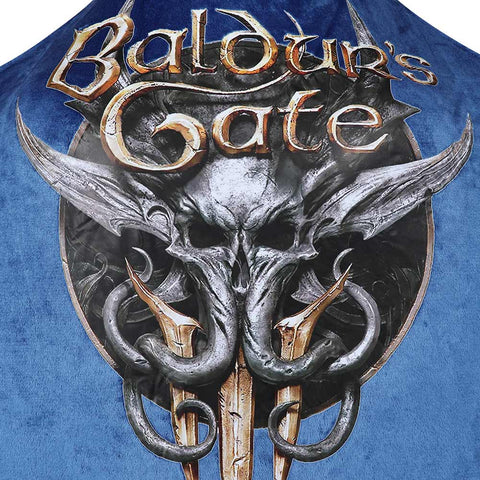 Baldurs Gate 3 Cosplay Blue Printed Hooded Cloak Blanket Outfits£¬Baldurs Gate 3 Cosplay Blue Cosplay Costume Halloween Carnival Suit