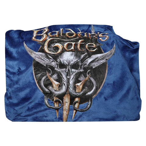 Baldurs Gate 3 Cosplay Blue Printed Hooded Cloak Blanket Outfits£¬Baldurs Gate 3 Cosplay Blue Cosplay Costume Halloween Carnival Suit