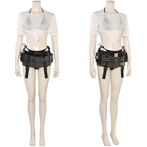 Game Final Fantasy Tifa Lockhart White Set Outfits Cosplay Costume Halloween Carnival Suit