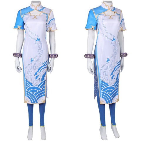 Game Street Fighter Chun Li White Cheongsam Outfits Cosplay Costume Halloween Carnival Suit