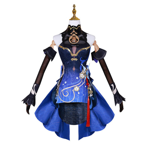 SeeCosplay Genshin Impact Game Lantern Rite Ganyu Women Blue Dress Cosplay Costume Female