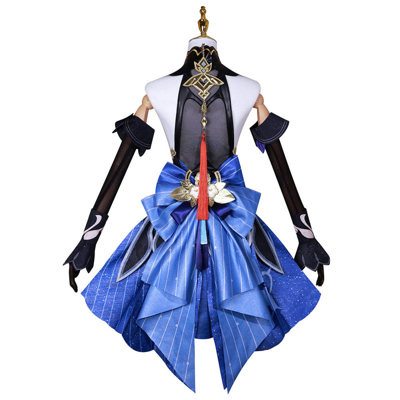 [Full In Stock] Genshin Impact: Lantern Rite Ganyu Women Blue Dress Cosplay Costume Female