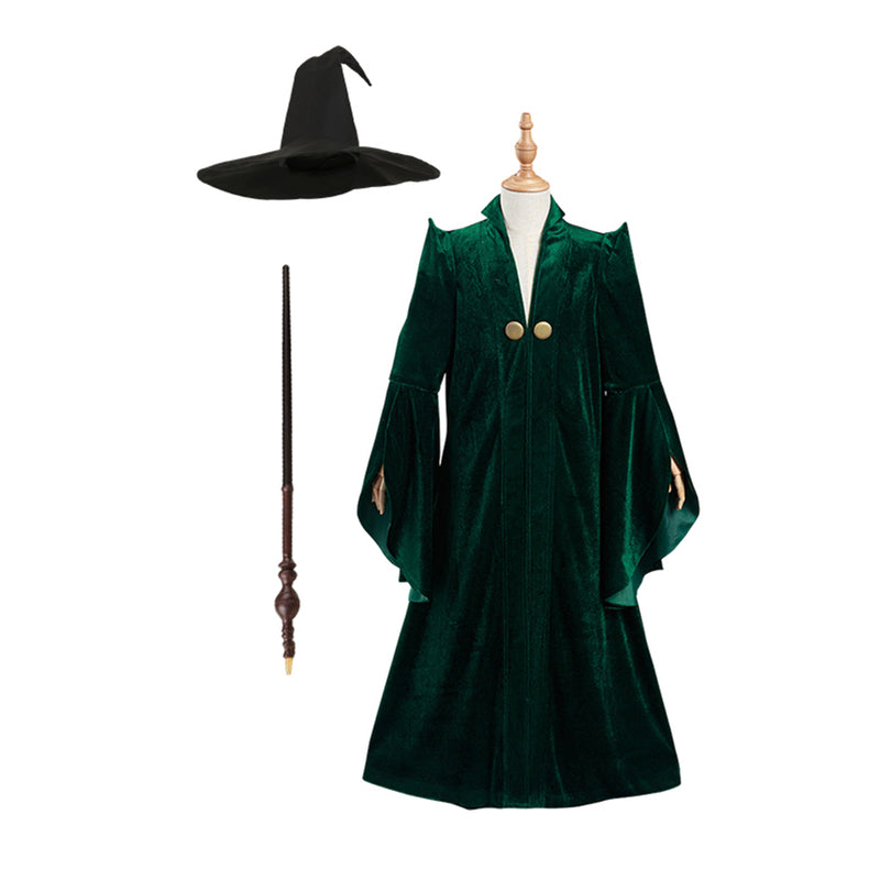 Harry Potter Professor Minerva McGonagall Kids Children Cosplay Costume Halloween Carnival Suit