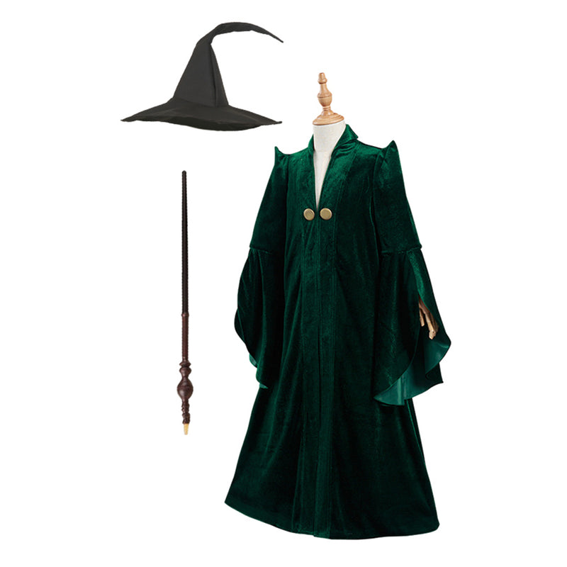 Harry Potter Professor Minerva McGonagall Kids Children Cosplay Costume Halloween Carnival Suit