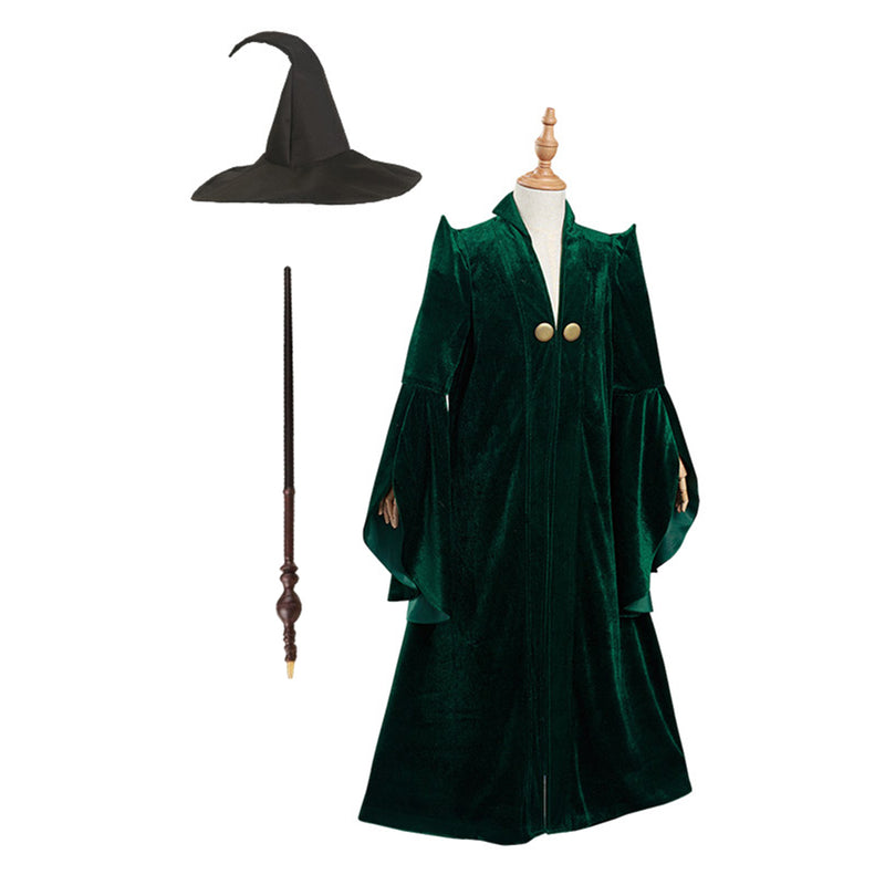 Harry Potter Professor Minerva McGonagall Kids Children Cosplay Costume Halloween Carnival Suit