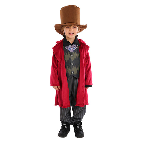 Willy Wonka Costume,Willy Wonka Costume Halloween,Willy Wonka Cosutme Kids,Willy Wonka Red Coat