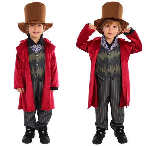 Willy Wonka Costume,Willy Wonka Costume Halloween,Willy Wonka Cosutme Kids,Willy Wonka Red Coat