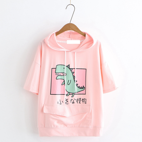 Dinosaurier-T-Shirt mit Kapuze und Fronttasche