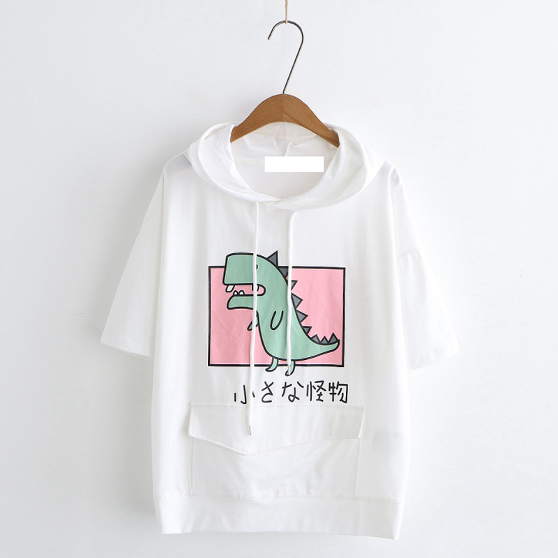 Dinosaurier-T-Shirt mit Kapuze und Fronttasche