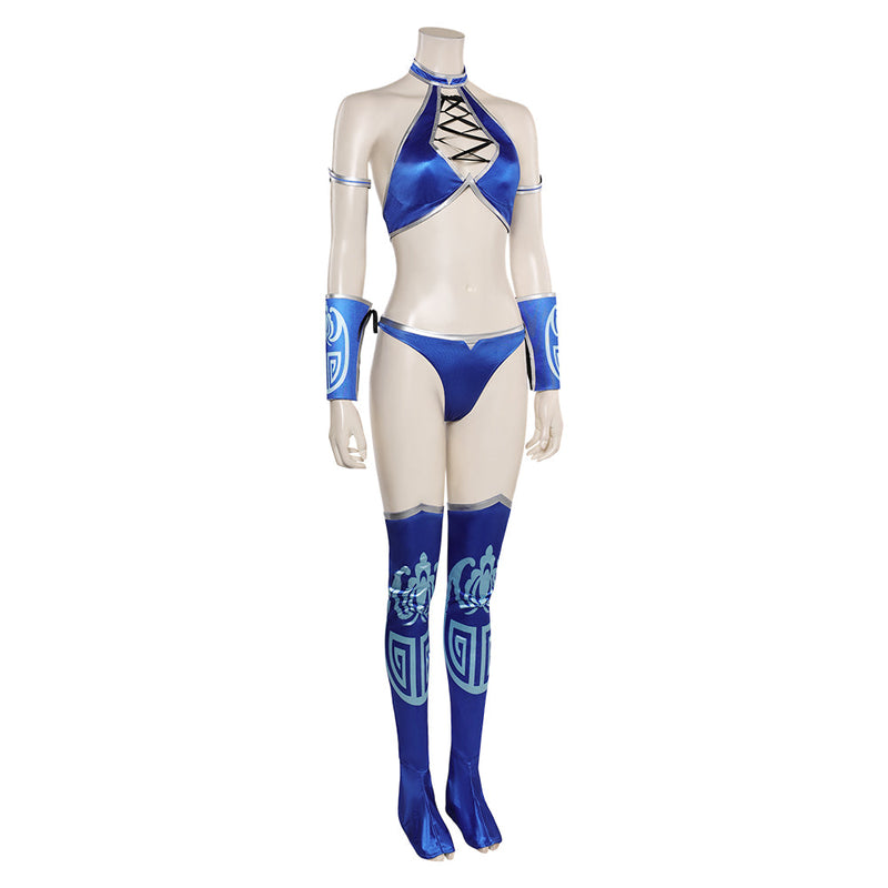 SeeCosplay Mortal Kombat 5 Game Kitana Women Blue Bikini Suit Carnival Halloween Costume