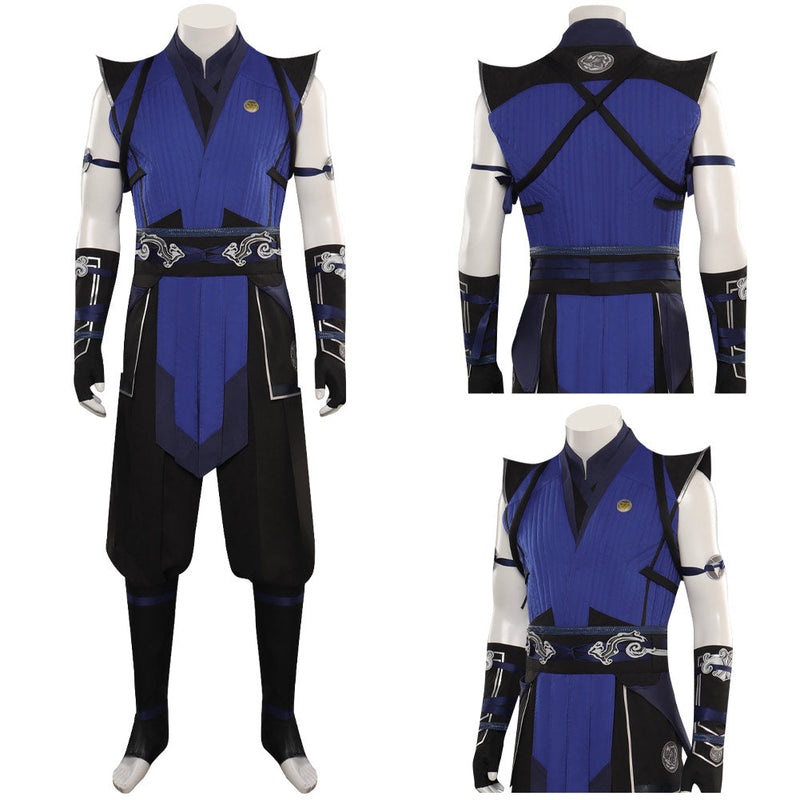 SeeCosplay Mortal Kombat Sub-Zero Blue Top Pants Mask Full Costumes for Carnival Halloween Costume