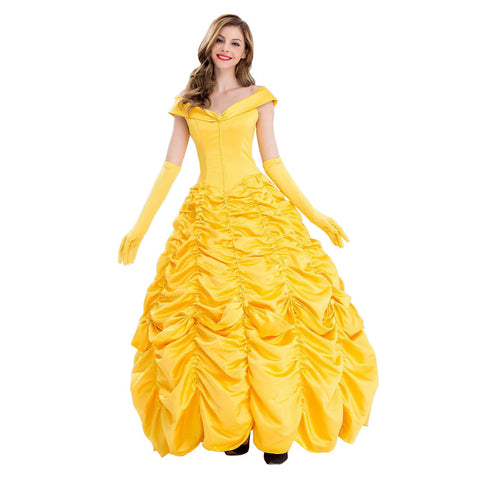 Movie Belle Yellow Women Dress Fantasia Outfits Party Carnival Halloween Cosplay Costume Female