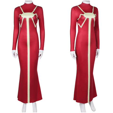 Movie Madam Web (2024) Madam Web Red Dress Cosplay Costume Outfits Halloween Carnival Suit