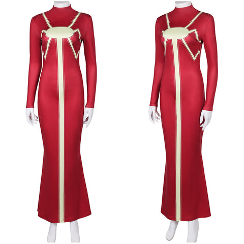 Movie Madam Web (2024) Madam Web Red Dress Cosplay Costume Outfits Halloween Carnival Suit