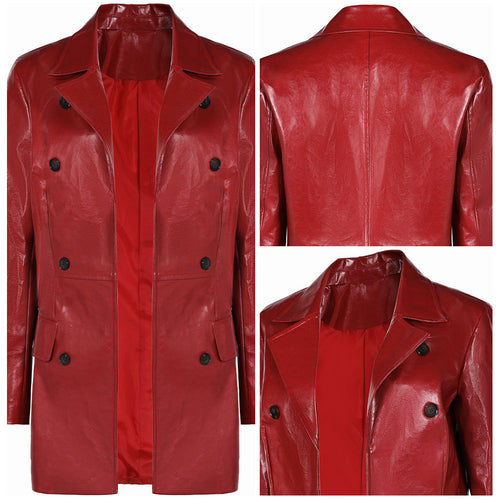 Movie Madame Web 2024 Madame Web Red Jacket Coat Outfits Cosplay Costume Halloween Carnival Suit