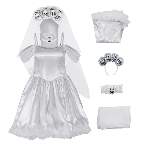 Movie Tim Burton‘s Corpse Bride Emily White Women Dress Party Halloween Cosplay Costume For Adult Female