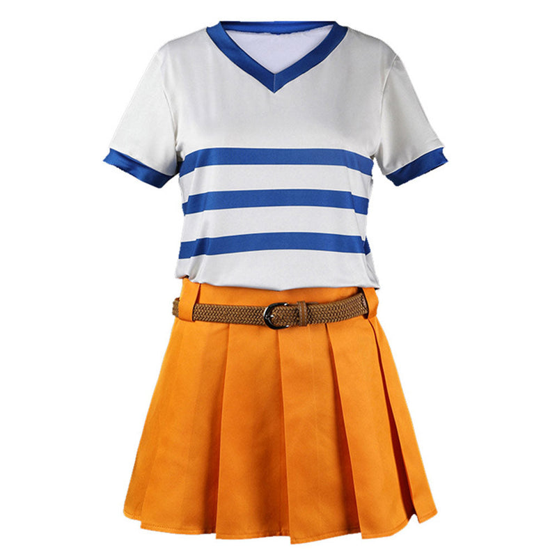 One Piece Nami Women T-shirt Skirt Party Carnival Halloween Cosplay Costume Female