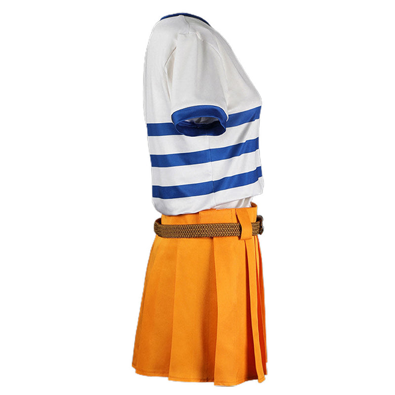 [Full In Stock] One Piece:Costume Nami Women T-shirt Skirt Party Carnival Halloween Cosplay Costume Female