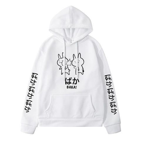 2020 Baka Rabbit Slap Hoodies Japan Anime Funny Cute Thick Hoody High Quality Black Japanese Sweatshirt Pullover