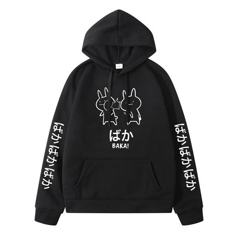 2020 Baka Rabbit Slap Hoodies Japan Anime Funny Cute Thick Hoody High Quality Black Japanese Sweatshirt Pullover
