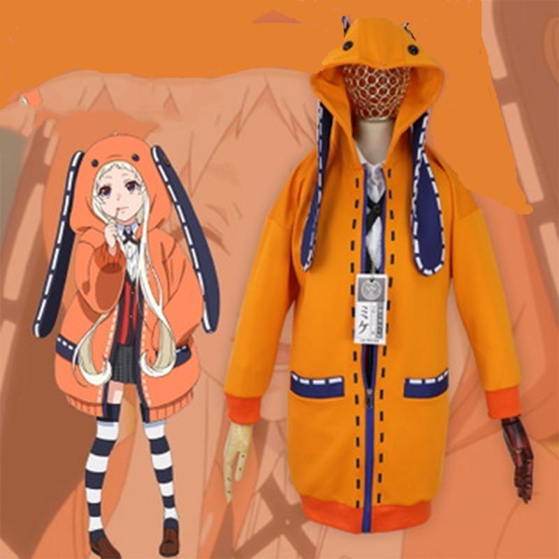 Seecosplay Anime Kakegurui Cosplay Kostüm Yumeko Jabami Cosplay Compulsive Gambler Runa Yomotsuki Hoodie Mädchen Halloween Karneval Uniform Orange Jacke Sets