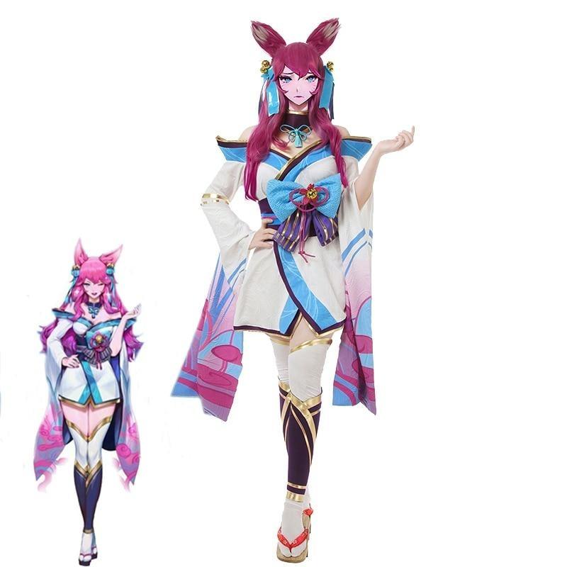 LOL Spirit Blossom Ahri Cosplay Kostüm Spiel LOL Ahri Cosplay Kostüm Sexy The Nine-Tailed Fox Damenkleid Halloween