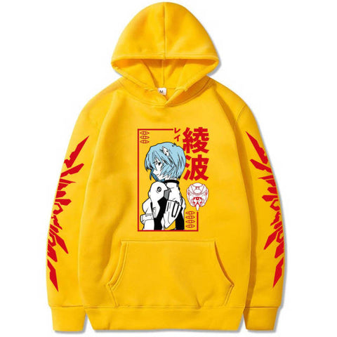 Herren Hoodies Anime Evangelion Graphic EVA-00 PROTO TYPE Unisex Oversize Langarm Pullover Sweatshirts Harajuku Streetwear Tops