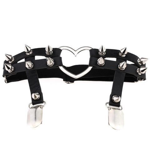 Spiked Heart Garter Belt