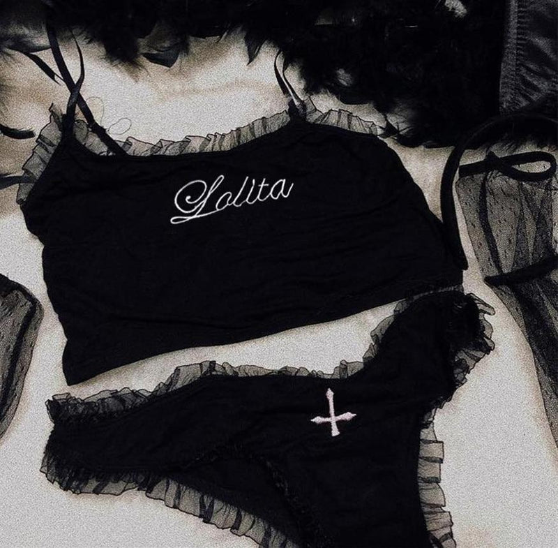 Black Lolita Cami & Panties