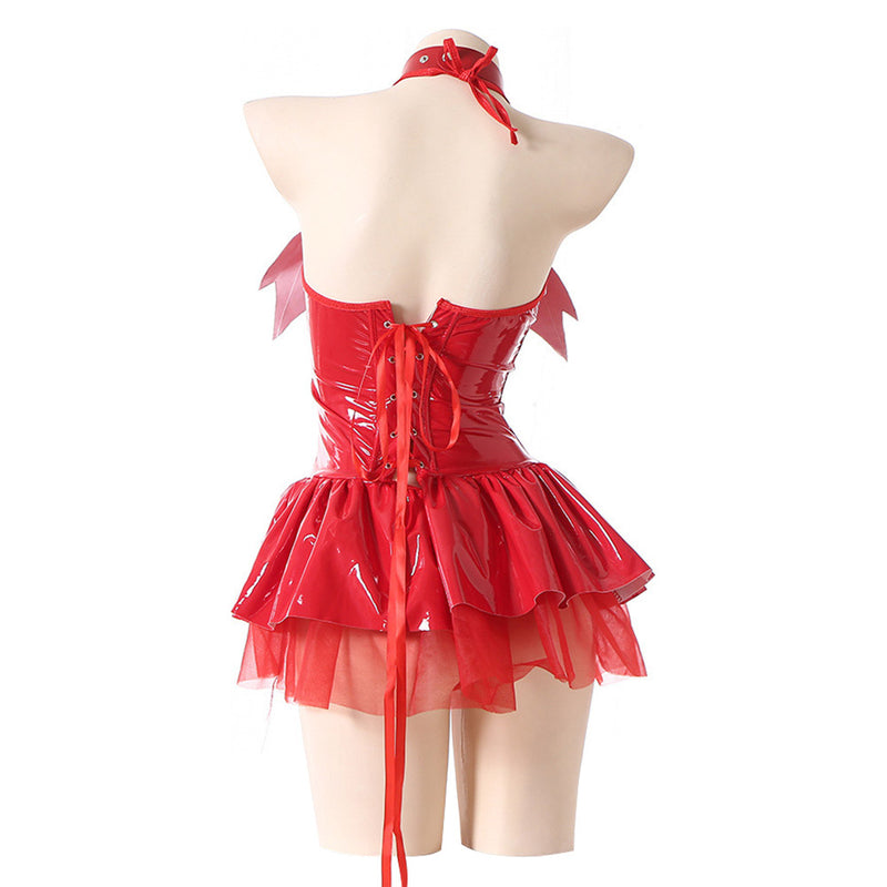 Red Devil Adult Women Cosplay Costume Dress Outift Halloween Carnival Suit