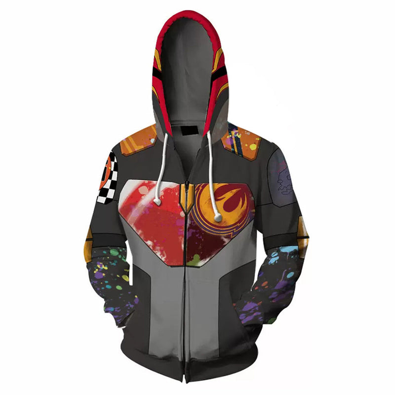 [All Sizes In Stock] Sabine Wren Zip Up Hoodie 3D Printed Hooded Sweatshirt Men Women Casual Jacket Coat