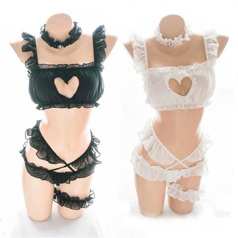 Sexy Hollow Heart Laced Lolita Lingerie [2 Colors] #JU2354