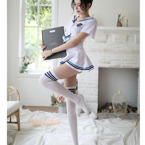 Female Sexy Schoolgirl Cosplay Sailor Uniform Costume Lingerie #JU2847