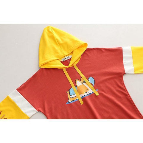 Sleeping Corgi Hoodie Long-sleeved Pastel Sweatshirt #JU2491